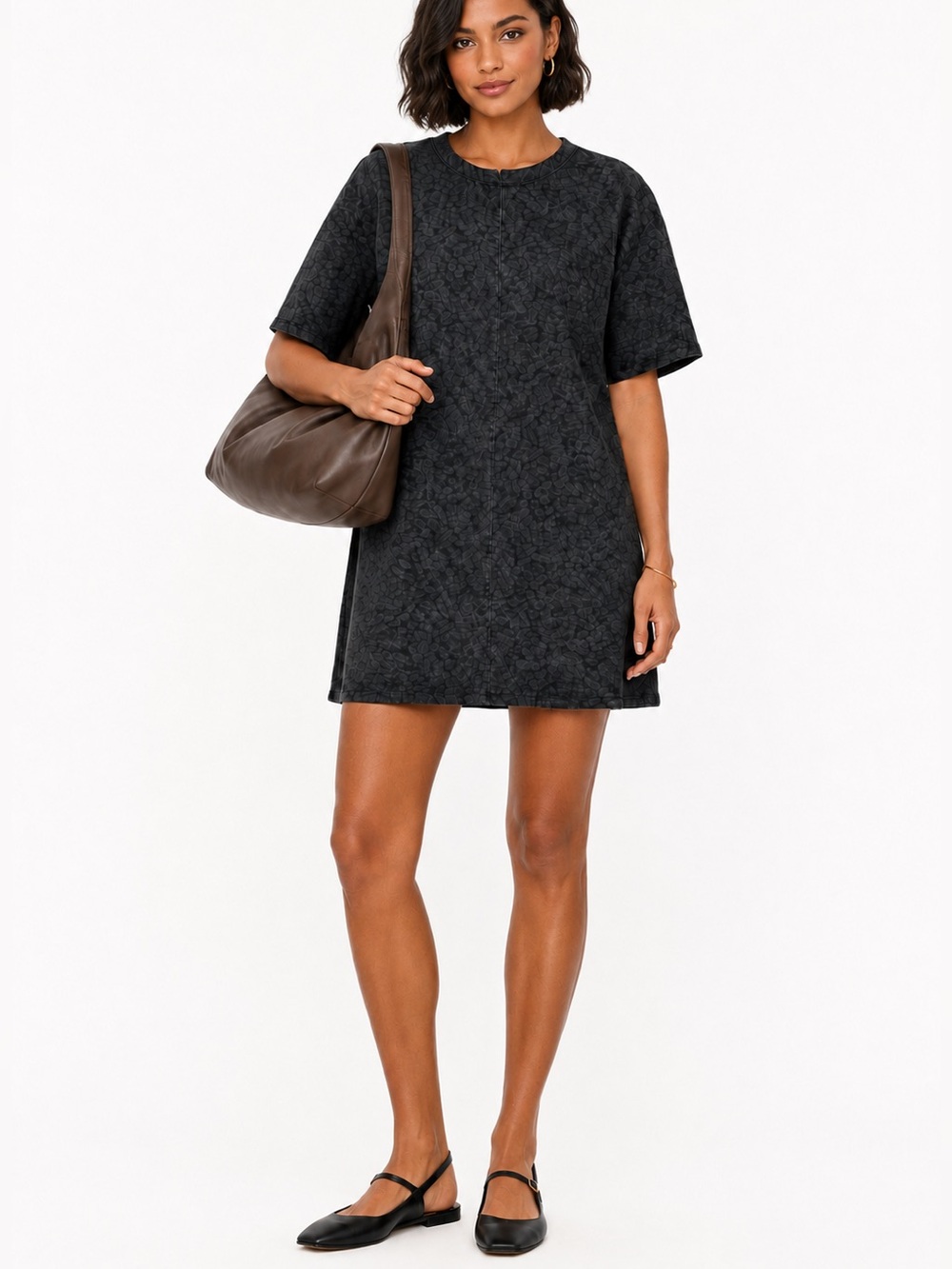 Lili Sidonio Leopard Print Denim Mini Shift w/ Center Seam SZ M NWT